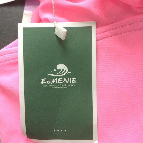 NEW Eomenie Pink Swimsuit Puff Sleeve One Piece Large NWT Removable Cups - Picture 6 of 6